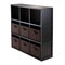 Contemporary Home Living 40" Black Elegant Timothy 7-PC Rectangular Storage Shelf with 6 Foldable Fabric Basket